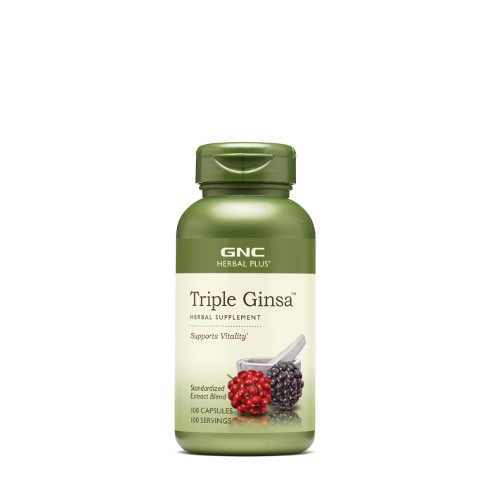 Gnc Herbal Plus Triple Ginsa, Extract Standardizat Din 3 Tipuri De Ginseng, 100 Cps Gnc Herbal Plus Triple Ginsa, Extract Standardizat Din 3 Tipuri De Ginseng, 100 Cps