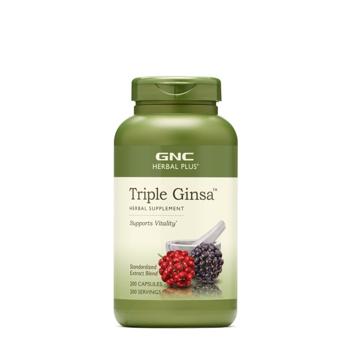 Gnc Herbal Plus Triple Ginsa, Extract Standardizat Din 3 Tipuri De Ginseng, 200 Cps Gnc Herbal Plus Triple Ginsa, Extract Standardizat Din 3 Tipuri De Ginseng, 200 Cps