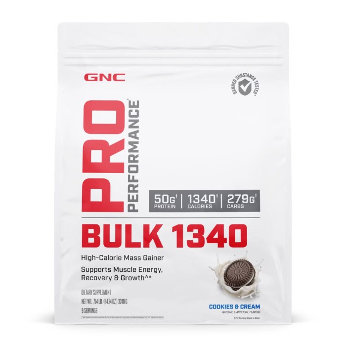 Gnc Pro Performance Bulk 1340, Formula Proteica Pentru Crestere In Greutate, Cu Aroma De Biscuiti Si Frisca, Testata Antidoping, 3240 G Gnc Pro Performance Bulk 1340, Formula Proteica Pentru Crestere In Greutate, Cu Aroma De Biscuiti Si Frisca, Testata Antidoping, 3240 G