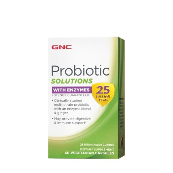 Gnc Probiotic Solutions With Enzymes, Probiotic Lab4 Studiat Clinic, 25 Miliarde Ufc Culturi Vii, Cu Enzime Digestive Si Ghimbir, 60 Cps