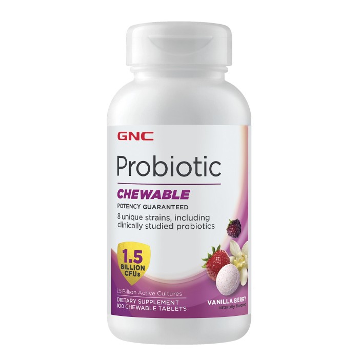 Gnc Probiotic Chewable - 1.5 Billion Cfus, Probiotic, 100 Tb Gnc Probiotic Chewable - 1.5 Billion Cfus, Probiotic, 100 Tb