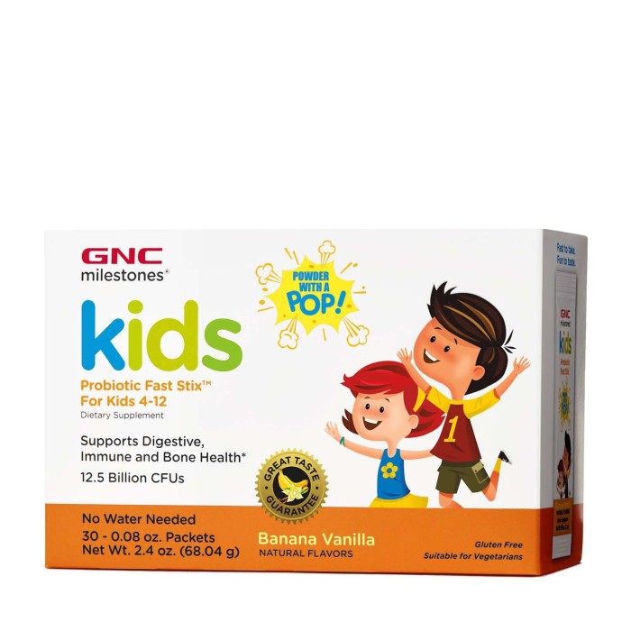 Gnc Milestones Kids Microbio Complex Fast Stix, Probiotic Lab4 Studiat Clinic Pentru Copii 4+ Ani Cu Aroma De Vanilie Si Banane, 30 Plicuri Gnc Milestones Kids Microbio Complex Fast Stix, Probiotic Lab4 Studiat Clinic Pentru Copii 4+ Ani Cu Aroma De Vanilie Si Banane, 30 Plicuri