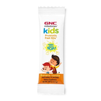 Gnc Milestones Kids Microbio Complex Fast Stix, Probiotic Lab4 Studiat Clinic Pentru Copii 4+ Ani Cu Aroma De Vanilie Si Banane, 30 Plicuri