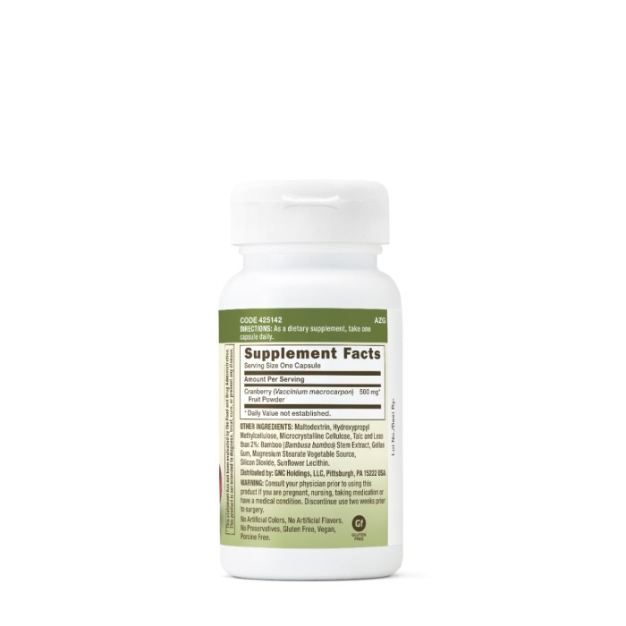 Gnc Herbal Plus Cranberry Fruit 500 Mg, 30 Cps Gnc Herbal Plus Cranberry Fruit 500 Mg, 30 Cps