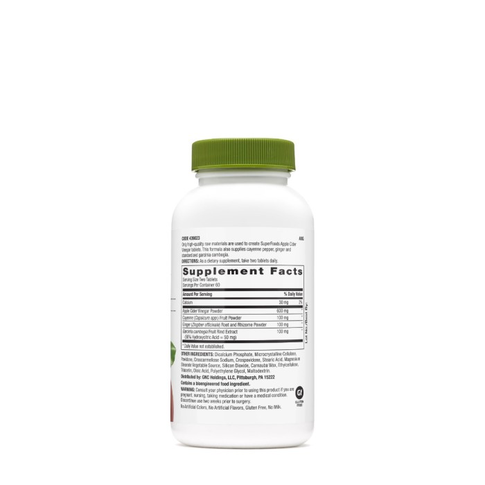 Gnc Superfoods Apple Cider Vinegar, Otet Din Cidru De Mere, 120 Tb Gnc Superfoods Apple Cider Vinegar, Otet Din Cidru De Mere, 120 Tb