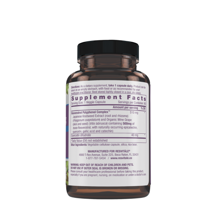 Resvitale Resveratrol 500 Mg Cu Quercetina, Formula Avansata Triactiv Pentru Activarea Genei Longevitatii Cu Trans-resveratrol, 60 Cps Resvitale Resveratrol 500 Mg Cu Quercetina, Formula Avansata Triactiv Pentru Activarea Genei Longevitatii Cu Trans-resveratrol, 60 Cps