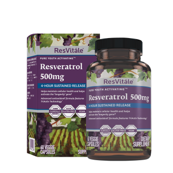 Resvitale Resveratrol 500 Mg Cu Quercetina, Formula Avansata Triactiv Pentru Activarea Genei Longevitatii Cu Trans-resveratrol, 60 Cps