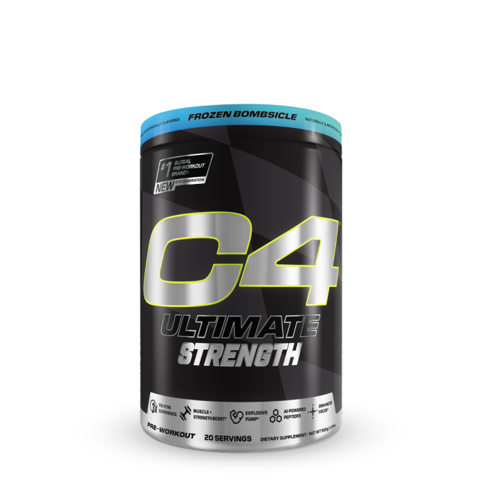 Cellucor C4 Ultimate Strenght Pre-workout, Formula Avansata Pentru Forta Cu Aroma De Frozen Bombsicle, 550 G Cellucor C4 Ultimate Strenght Pre-workout, Formula Avansata Pentru Forta Cu Aroma De Frozen Bombsicle, 550 G