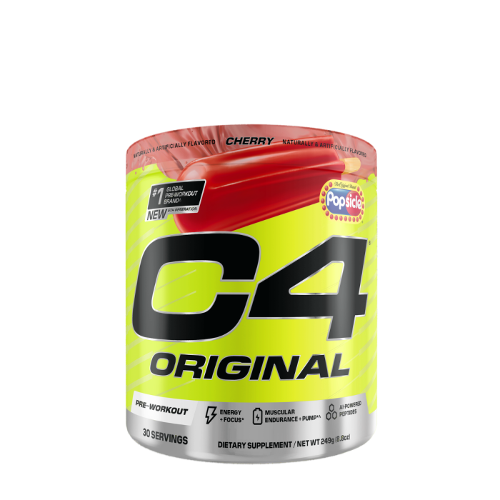 Cellucor C4 Original Pre-workout Cherry Popsicle, Formula Pre-antrenament Cu Aroma De Cirese, 249 G Cellucor C4 Original Pre-workout Cherry Popsicle, Formula Pre-antrenament Cu Aroma De Cirese, 249 G