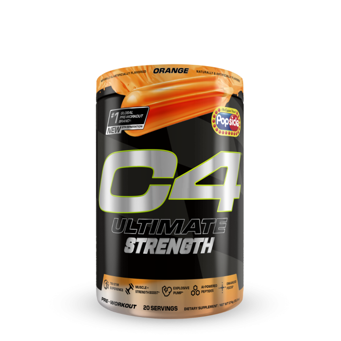 Cellucor C4 Ultimate Strength Pre-workout Orange Popsicle, Formula Pre-antrenament Pentru Forta Si Performanta Cu Aroma De Portocale, 574 G Cellucor C4 Ultimate Strength Pre-workout Orange Popsicle, Formula Pre-antrenament Pentru Forta Si Performanta Cu Aroma De Portocale, 574 G