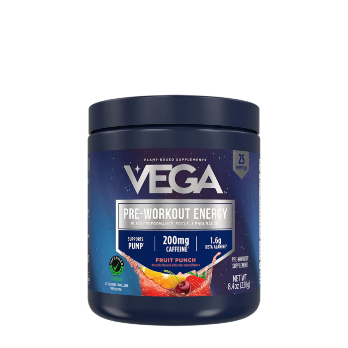 Vega Pre-workout Energy Fruit Punch Flavor, Pre Workout Cu Aroma De Mix De Fructe, 238 G Vega Pre-workout Energy Fruit Punch Flavor, Pre Workout Cu Aroma De Mix De Fructe, 238 G