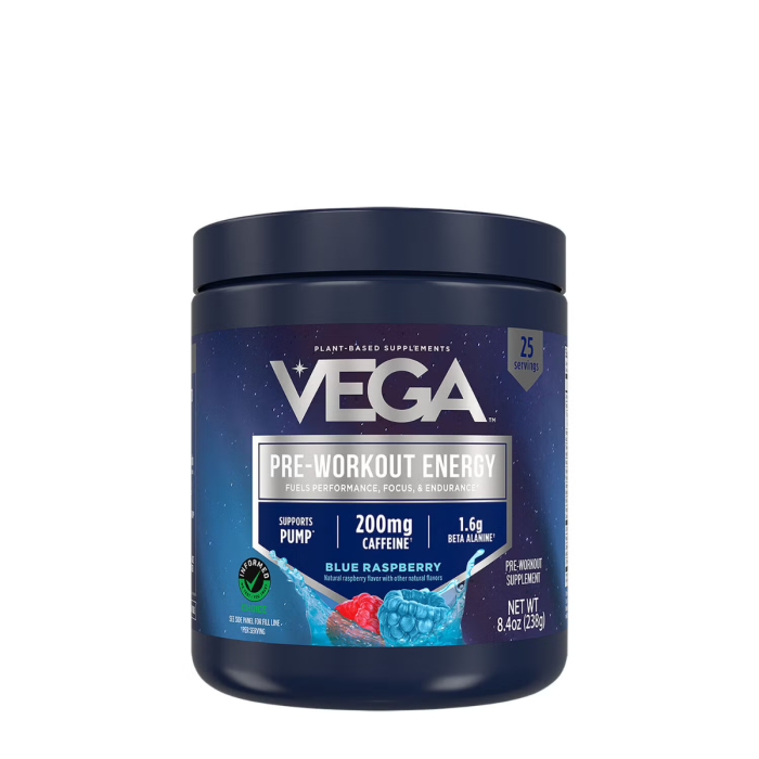 Vega Pre-workout Energy Blue Raspberry Flavor, Pre Workout Cu Aroma De Blue Raspberry, 238 G Vega Pre-workout Energy Blue Raspberry Flavor, Pre Workout Cu Aroma De Blue Raspberry, 238 G
