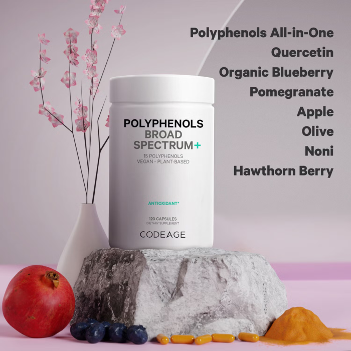 Codeage Polyphenols Broad Spectrum, Formula Pentru Protectie Celulara Si Vitalitate Zilnica, 120 Cps Codeage Polyphenols Broad Spectrum, Formula Pentru Protectie Celulara Si Vitalitate Zilnica, 120 Cps