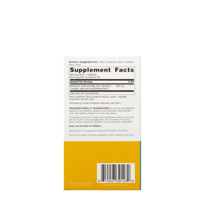 Doctors’ Prefered Berberine Clinical Grade, Berberina 500 Mg, 90 Cps Doctors’ Prefered Berberine Clinical Grade, Berberina 500 Mg, 90 Cps