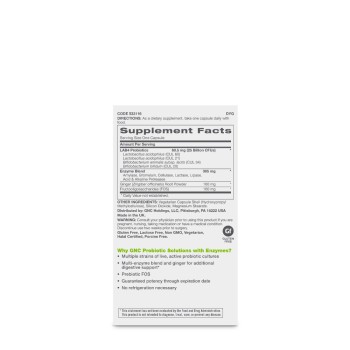 Gnc Probiotic Solutions With Enzymes, Probiotic Lab4 Studiat Clinic, 25 Miliarde Ufc Culturi Vii Cu Enzime Digestive Si Ghimbir, 30 Cps