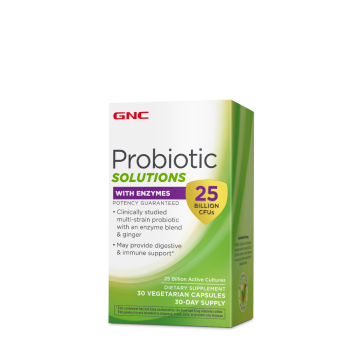 Gnc Probiotic Solutions With Enzymes, Probiotic Lab4 Studiat Clinic, 25 Miliarde Ufc Culturi Vii Cu Enzime Digestive Si Ghimbir, 30 Cps