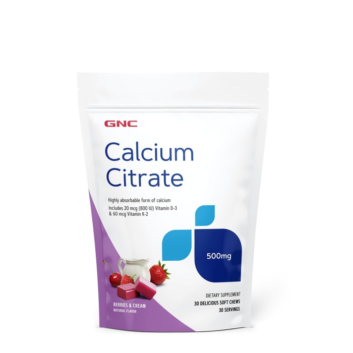 Gnc Calciu Citrat Caramele Cu Aroma Naturala De Fructe De Padure Si Frisca, 30 Caramele Gnc Calciu Citrat Caramele Cu Aroma Naturala De Fructe De Padure Si Frisca, 30 Caramele