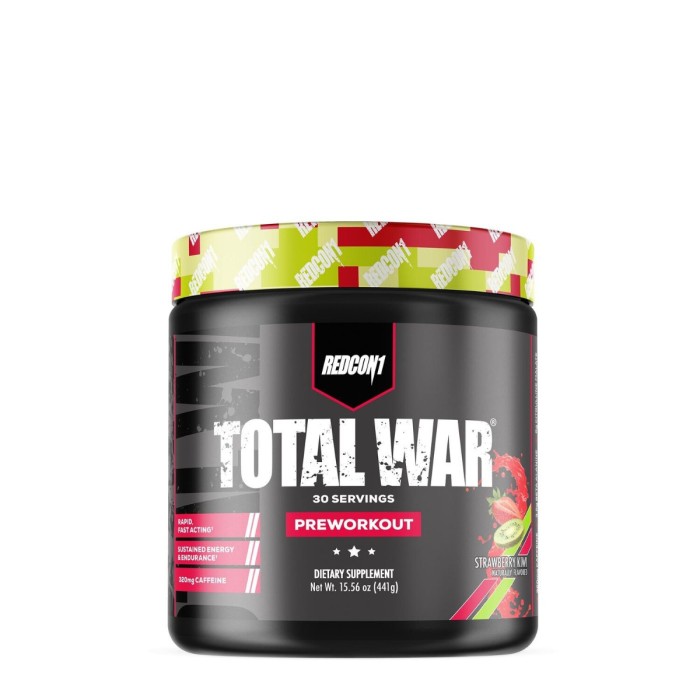 Redcon1 Total-war Pre-workout, Energizant Pre-antrenament Cu Aroma De Capsuni Si Kiwi, 441 G Redcon1 Total-war Pre-workout, Energizant Pre-antrenament Cu Aroma De Capsuni Si Kiwi, 441 G