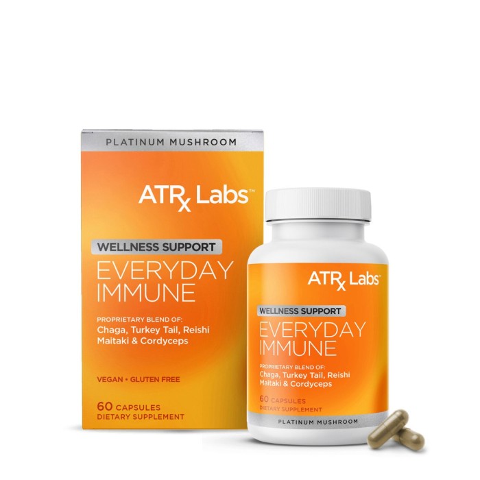 Atrx Labs Everyday Immune Platinum Mushroom Blend, Formula Avansata Cu Ciuperci Pentru Imunitate Puternica, 60 Cps Atrx Labs Everyday Immune Platinum Mushroom Blend, Formula Avansata Cu Ciuperci Pentru Imunitate Puternica, 60 Cps