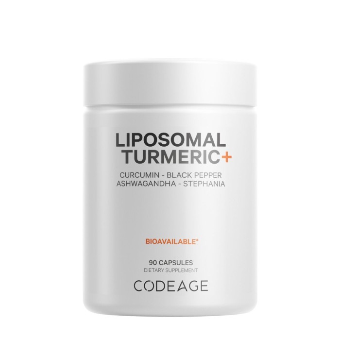 Codeage Turmeric Lipozomal Fermentat + Piper Negru, Curcumin Si Ghimbir, 90 Cps Codeage Turmeric Lipozomal Fermentat + Piper Negru, Curcumin Si Ghimbir, 90 Cps