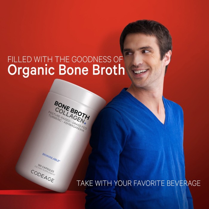 Codeage Bone Broth Collagen Peptides, Peptide Din Colagen De Tipul I, Ii & Iii Din Fiertura De Oase Cu Turmeric Si Ashwagandha, 180 Cps Codeage Bone Broth Collagen Peptides, Peptide Din Colagen De Tipul I, Ii & Iii Din Fiertura De Oase Cu Turmeric Si Ashwagandha, 180 Cps