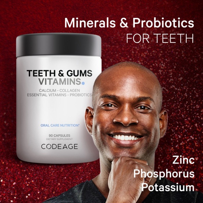 Codeage Teeth & Gums Vitamins, Daily Multivitamins & Minerals + Collagen, Complex De Vitamine, Minerale Si Colagen Pentru Dinti Si Gingii, 90 Cps Codeage Teeth & Gums Vitamins, Daily Multivitamins & Minerals + Collagen, Complex De Vitamine, Minerale Si Colagen Pentru Dinti Si Gingii, 90 Cps