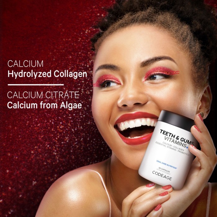 Codeage Teeth & Gums Vitamins, Daily Multivitamins & Minerals + Collagen, Complex De Vitamine, Minerale Si Colagen Pentru Dinti Si Gingii, 90 Cps Codeage Teeth & Gums Vitamins, Daily Multivitamins & Minerals + Collagen, Complex De Vitamine, Minerale Si Colagen Pentru Dinti Si Gingii, 90 Cps
