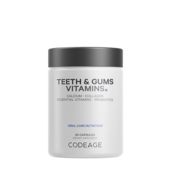 Codeage Teeth & Gums Vitamins, Daily Multivitamins & Minerals + Collagen, Complex De Vitamine, Minerale Si Colagen Pentru Dinti Si Gingii, 90 Cps