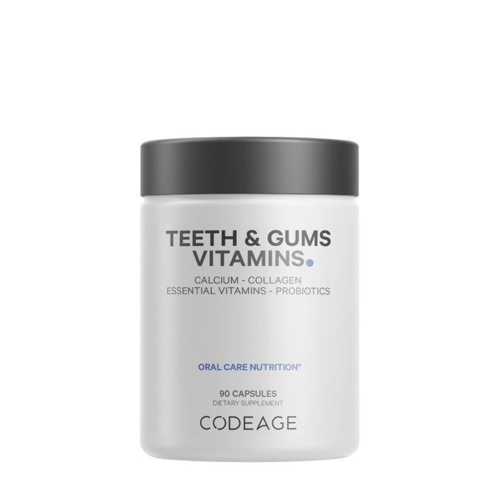 Codeage Teeth & Gums Vitamins, Daily Multivitamins & Minerals + Collagen, Complex De Vitamine, Minerale Si Colagen Pentru Dinti Si Gingii, 90 Cps Codeage Teeth & Gums Vitamins, Daily Multivitamins & Minerals + Collagen, Complex De Vitamine, Minerale Si Colagen Pentru Dinti Si Gingii, 90 Cps