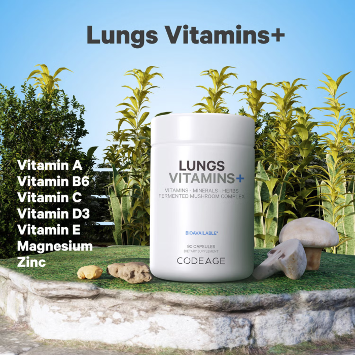 Codeage Lungs Vitamins, Formula Complexa Pentru Imbunatatirea Respiratiei, 90 Cps Codeage Lungs Vitamins, Formula Complexa Pentru Imbunatatirea Respiratiei, 90 Cps