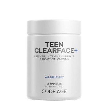 Codeage Teen Clearface Daily Multivitamin & Minerals, Complex De Multivitamine Pentru Adolescenti Pentru Ten Sanatos, 60 Cps