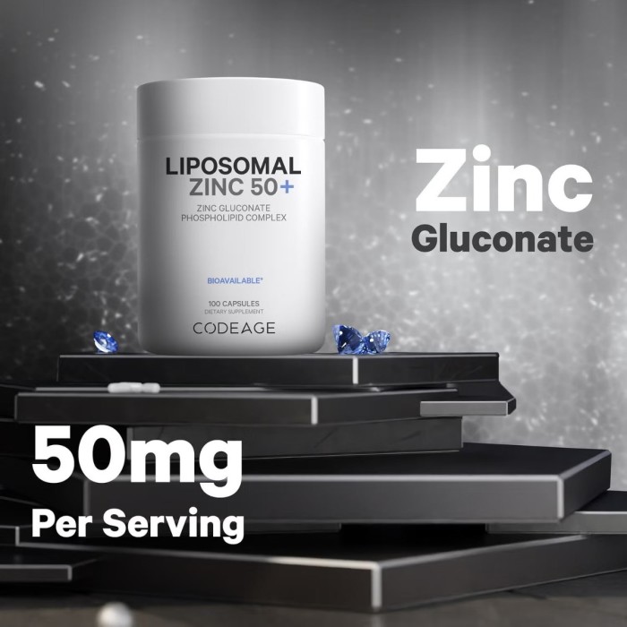Codeage Liposomal Zinc 50+, Zinc Lipozomal 50+ Complex De Fosfolipide, 100 Cps Codeage Liposomal Zinc 50+, Zinc Lipozomal 50+ Complex De Fosfolipide, 100 Cps