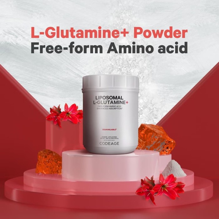 Codeage Liposomal L-glutamine Powder, L-glutamina Lipozomala Pentru Sustinerea Sanatatii Musculare Si Digestive, Fara Aroma, 472.5 G Codeage Liposomal L-glutamine Powder, L-glutamina Lipozomala Pentru Sustinerea Sanatatii Musculare Si Digestive, Fara Aroma, 472.5 G