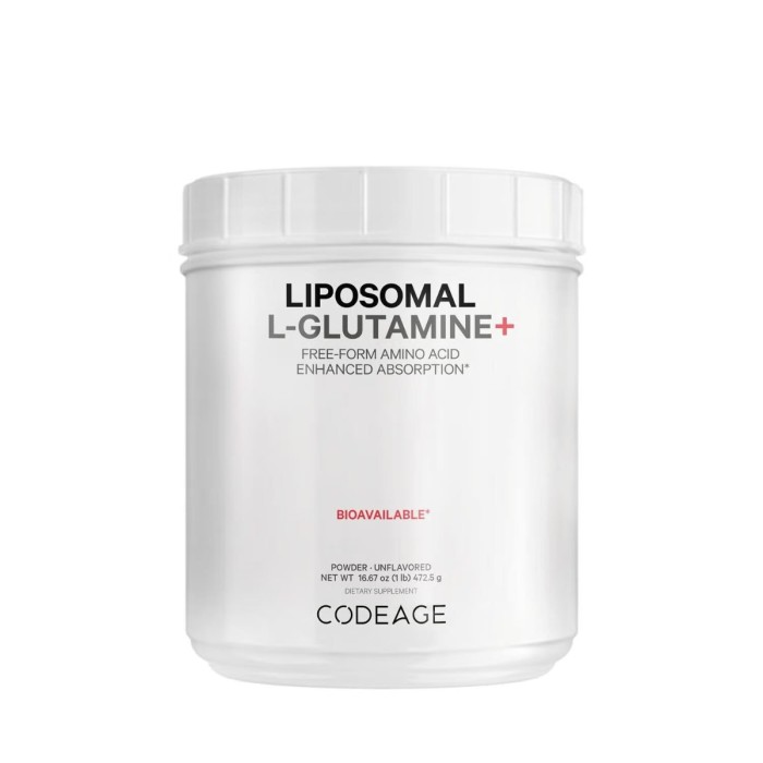 Codeage Liposomal L-glutamine Powder, L-glutamina Lipozomala Pentru Sustinerea Sanatatii Musculare Si Digestive, Fara Aroma, 472.5 G Codeage Liposomal L-glutamine Powder, L-glutamina Lipozomala Pentru Sustinerea Sanatatii Musculare Si Digestive, Fara Aroma, 472.5 G