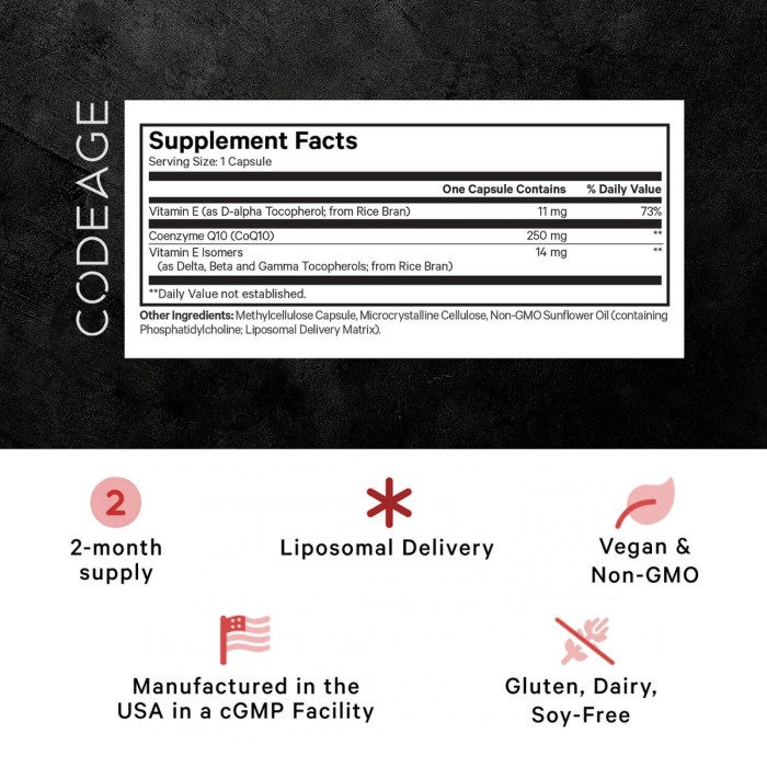 Codeage Liposomal Coq10 Max, Coenzima Q-10 Lipozomala, 60 Cps Codeage Liposomal Coq10 Max, Coenzima Q-10 Lipozomala, 60 Cps