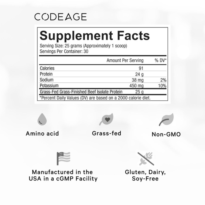 Codeage Beef Isolate Protein, Proteina Izolata Din Vita, Fara Aroma, 750 G Codeage Beef Isolate Protein, Proteina Izolata Din Vita, Fara Aroma, 750 G