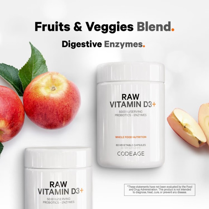 Codeage Raw Vitamin D3, Vitamina D3 (5000 Iu) Naturala Din Saccharomyces Cerevisiae, 60 Cps Codeage Raw Vitamin D3, Vitamina D3 (5000 Iu) Naturala Din Saccharomyces Cerevisiae, 60 Cps