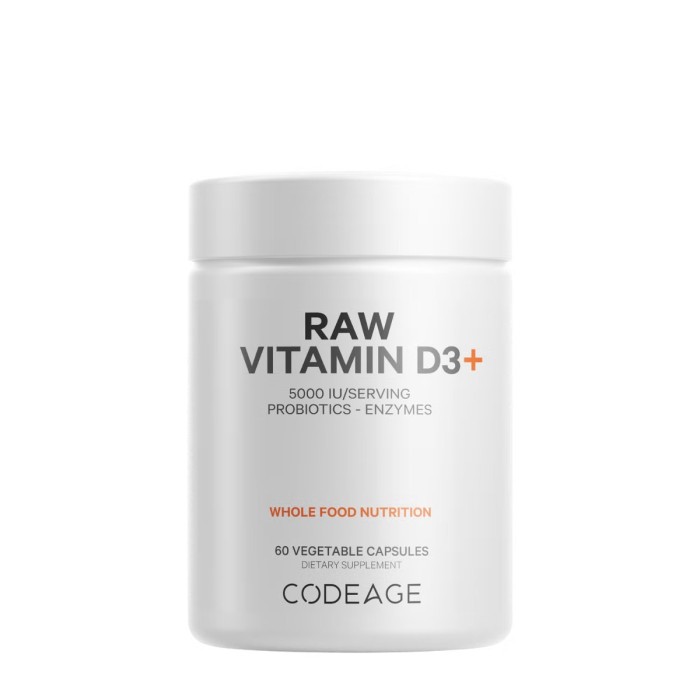Codeage Raw Vitamin D3, Vitamina D3 (5000 Iu) Naturala Din Saccharomyces Cerevisiae, 60 Cps Codeage Raw Vitamin D3, Vitamina D3 (5000 Iu) Naturala Din Saccharomyces Cerevisiae, 60 Cps