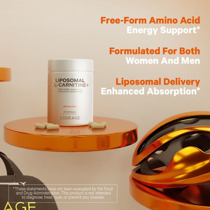 Codeage Liposomal L-carnitine+ , L-carnitina Lipozomala Pentru Energie Celulara Si Suport Metabolic, 90 Cps Codeage Liposomal L-carnitine+ , L-carnitina Lipozomala Pentru Energie Celulara Si Suport Metabolic, 90 Cps