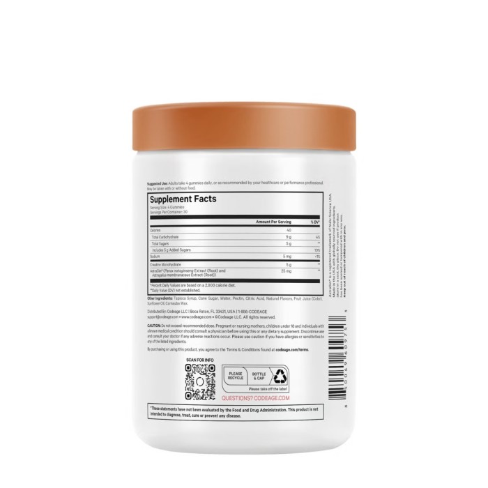 Codeage Creatine Gummies 5g, Jeleuri Delicioase Cu Creatina Pentru Energie Si Performanta Musculara, Cu Aroma De Fructe De Padure, 120 Jeleuri Codeage Creatine Gummies 5g, Jeleuri Delicioase Cu Creatina Pentru Energie Si Performanta Musculara, Cu Aroma De Fructe De Padure, 120 Jeleuri