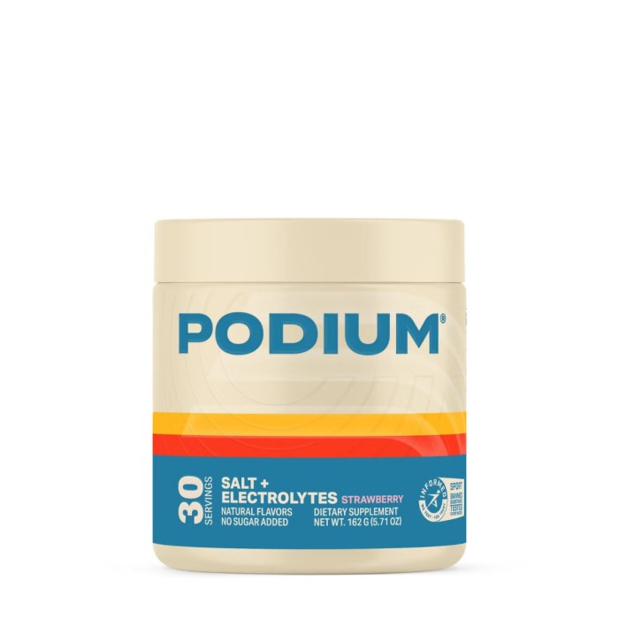 Podium Salt + Electrolytes, Supliment Electrolitic Pentru Sport Si Hidratare Intensa, Aroma Capsuni, 162 G Podium Salt + Electrolytes, Supliment Electrolitic Pentru Sport Si Hidratare Intensa, Aroma Capsuni, 162 G