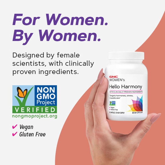 Gnc Women`s Hello Harmony Pms, Formula Pentru Echilibrul Hormonal, Emotional Si Elasticitatea Pielii Femeilor, 90 Cps Gnc Women`s Hello Harmony Pms, Formula Pentru Echilibrul Hormonal, Emotional Si Elasticitatea Pielii Femeilor, 90 Cps
