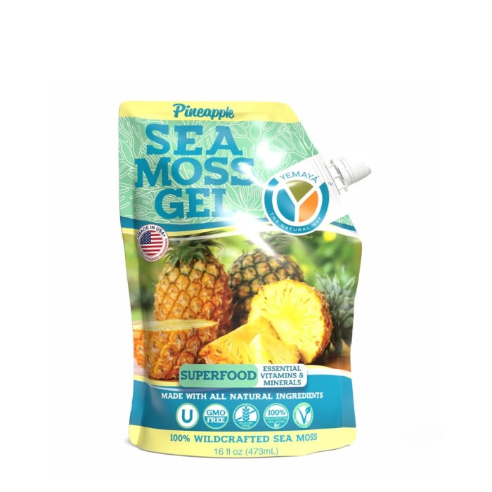 Yemaya Organic, Sea Moss Gel, Gel Organic Yemaya Cu Muschi De Mare Cu Aroma De Ananas, 473 Ml Yemaya Organic, Sea Moss Gel, Gel Organic Yemaya Cu Muschi De Mare Cu Aroma De Ananas, 473 Ml