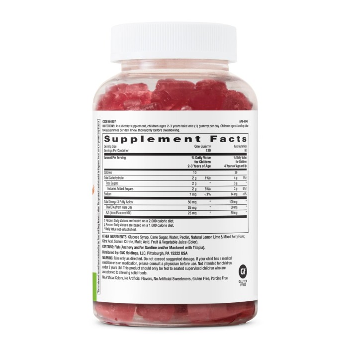 Gnc Milestones Kids Gummy Omega+dha For Kids 2-12, Jeleuri Cu Omega Dha Pentru Dezvoltarea Cognitiva Si Sanatatea Ochilor La Copii, Cu Aroma Naturala De Fructe De Padure Si Lamaie, 120 Jeleuri Gnc Milestones Kids Gummy Omega+dha For Kids 2-12, Jeleuri Cu Omega Dha Pentru Dezvoltarea Cognitiva Si Sanatatea Ochilor La Copii, Cu Aroma Naturala De Fructe De Padure Si Lamaie, 120 Jeleuri