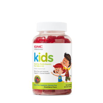 Gnc Milestones Kids Multivitamin Gummy, Multivitamine Pentru Copii 2-12 Ani Cu Aroma De Fructe De Padure, 120 Jeleuri