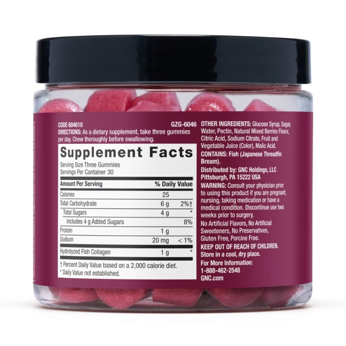Gnc Premier Collagen Marine Peptides Gummy, Supliment Cu Peptide Marine Pentru Piele Si Par, Cu Aroma De Fructe De Padure Salbatice, 90 Jeleuri Gnc Premier Collagen Marine Peptides Gummy, Supliment Cu Peptide Marine Pentru Piele Si Par, Cu Aroma De Fructe De Padure Salbatice, 90 Jeleuri