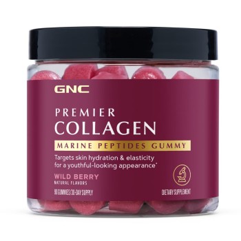 Gnc Premier Collagen Marine Peptides Gummy, Supliment Cu Peptide Marine Pentru Piele Si Par, Cu Aroma De Fructe De Padure Salbatice, 90 Jeleuri