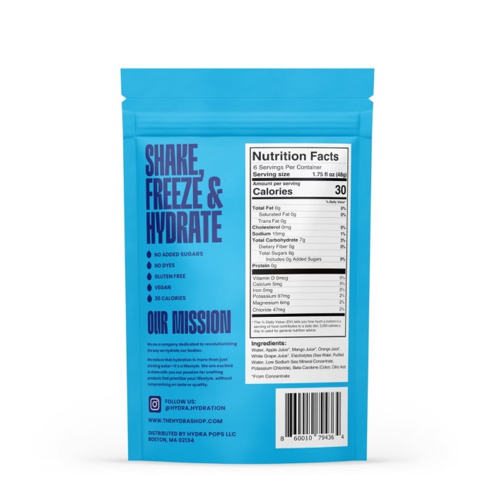 Hydra Pops Electrolyte Popsicles, Electroliti Zero Zahar Cu Gust De Portocale Si Mango, 288 G Hydra Pops Electrolyte Popsicles, Electroliti Zero Zahar Cu Gust De Portocale Si Mango, 288 G
