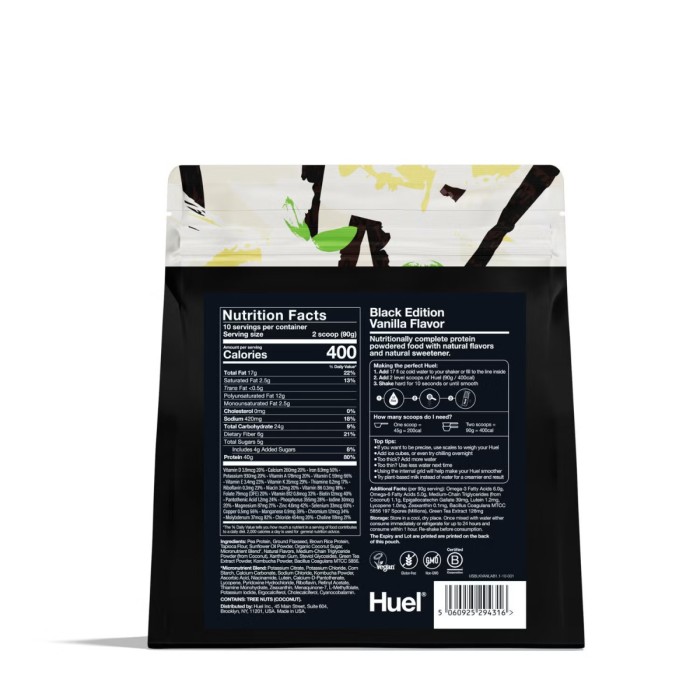 Huel Black Edition, High-protein Meal Powder, Masa Completa Cu Proteine Vegetale, Cu Aroma De Vanilie, 900 G Huel Black Edition, High-protein Meal Powder, Masa Completa Cu Proteine Vegetale, Cu Aroma De Vanilie, 900 G
