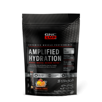 Gnc Amp Amplified Hydration, Electroliti Cu Aroma De Fructe Tropicale, 20 De Plicuri, 152 G